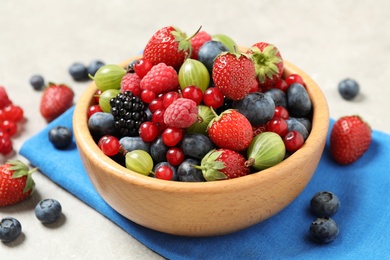 Photo of Mix of ripe berries on light table