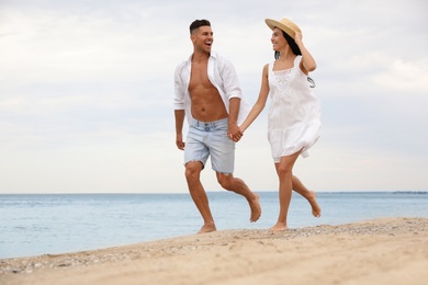 Lovely couple having fun on beautiful beach