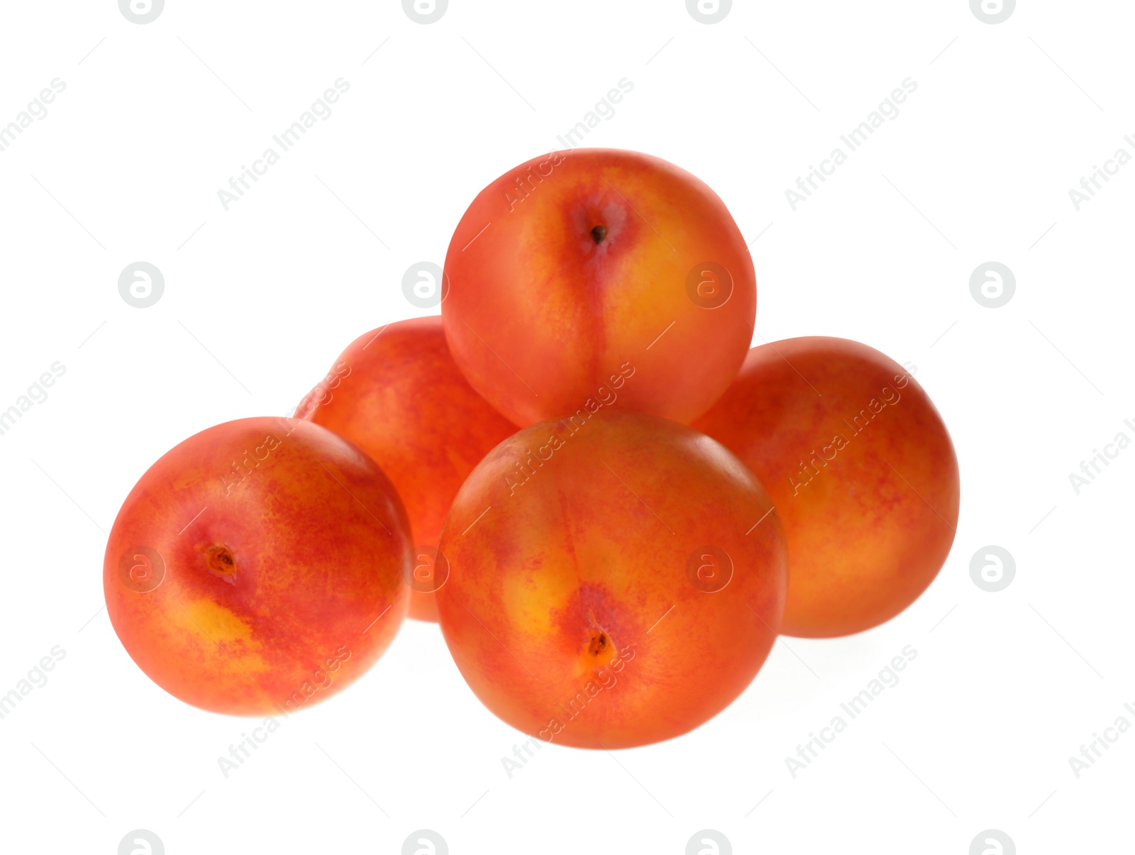 Photo of Delicious fresh ripe plums isolated on white