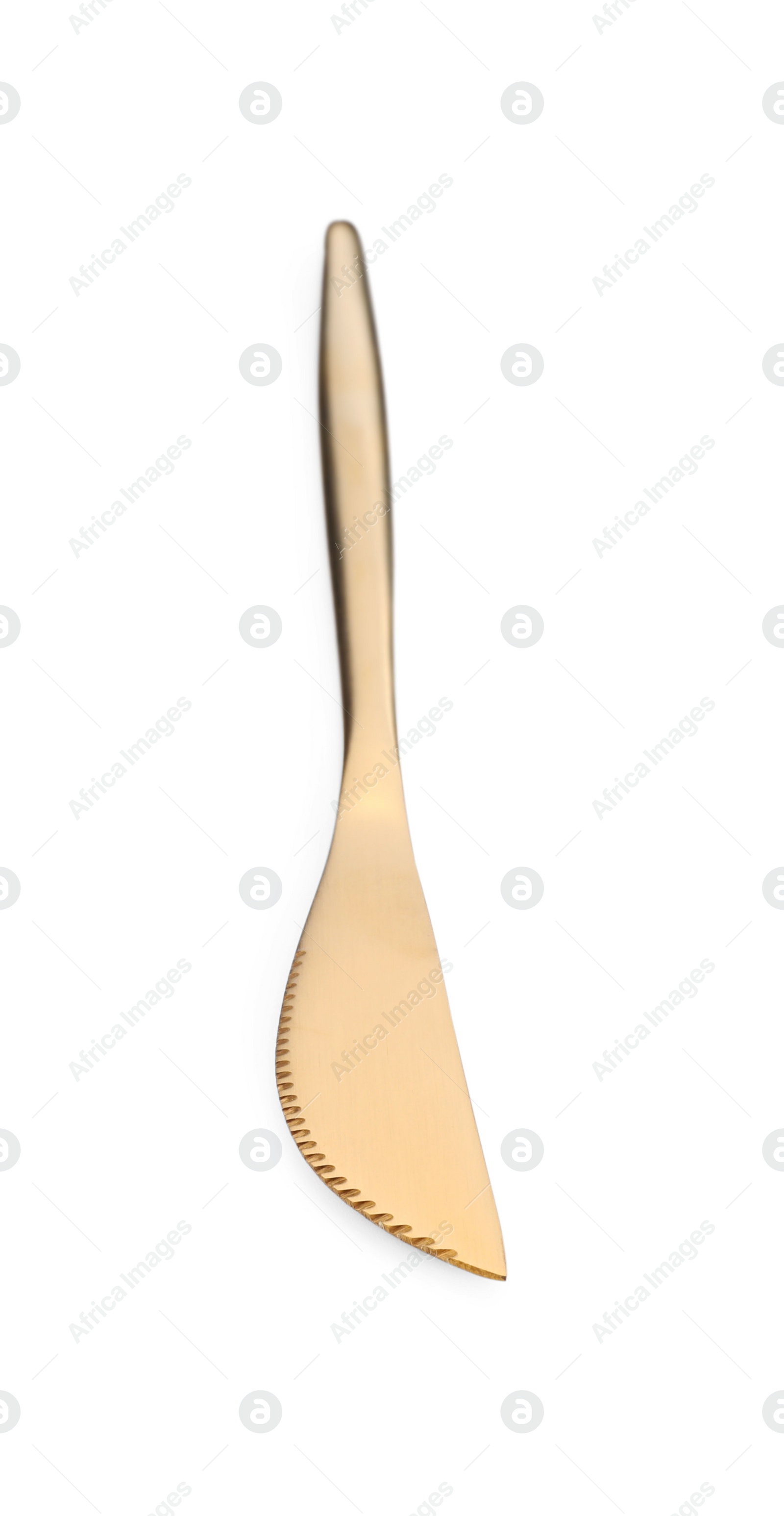 Photo of One shiny golden knife isolated on white