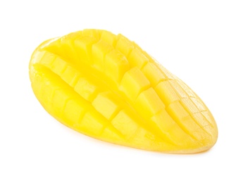 Fresh juicy mango half on white background