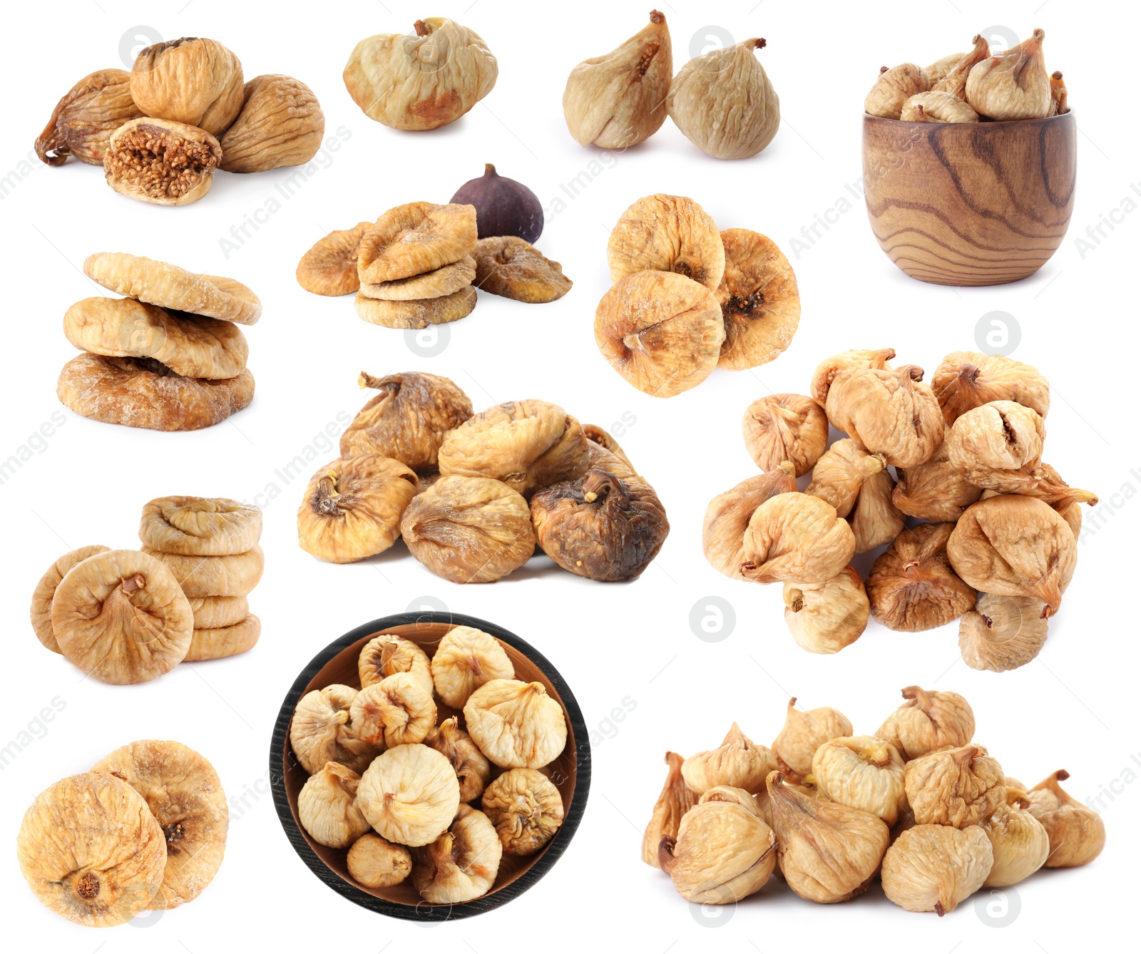 Image of Set of dried fig fruits isolated on white