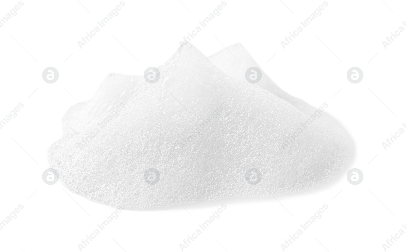 Photo of Drop of fluffy soap foam isolated on white