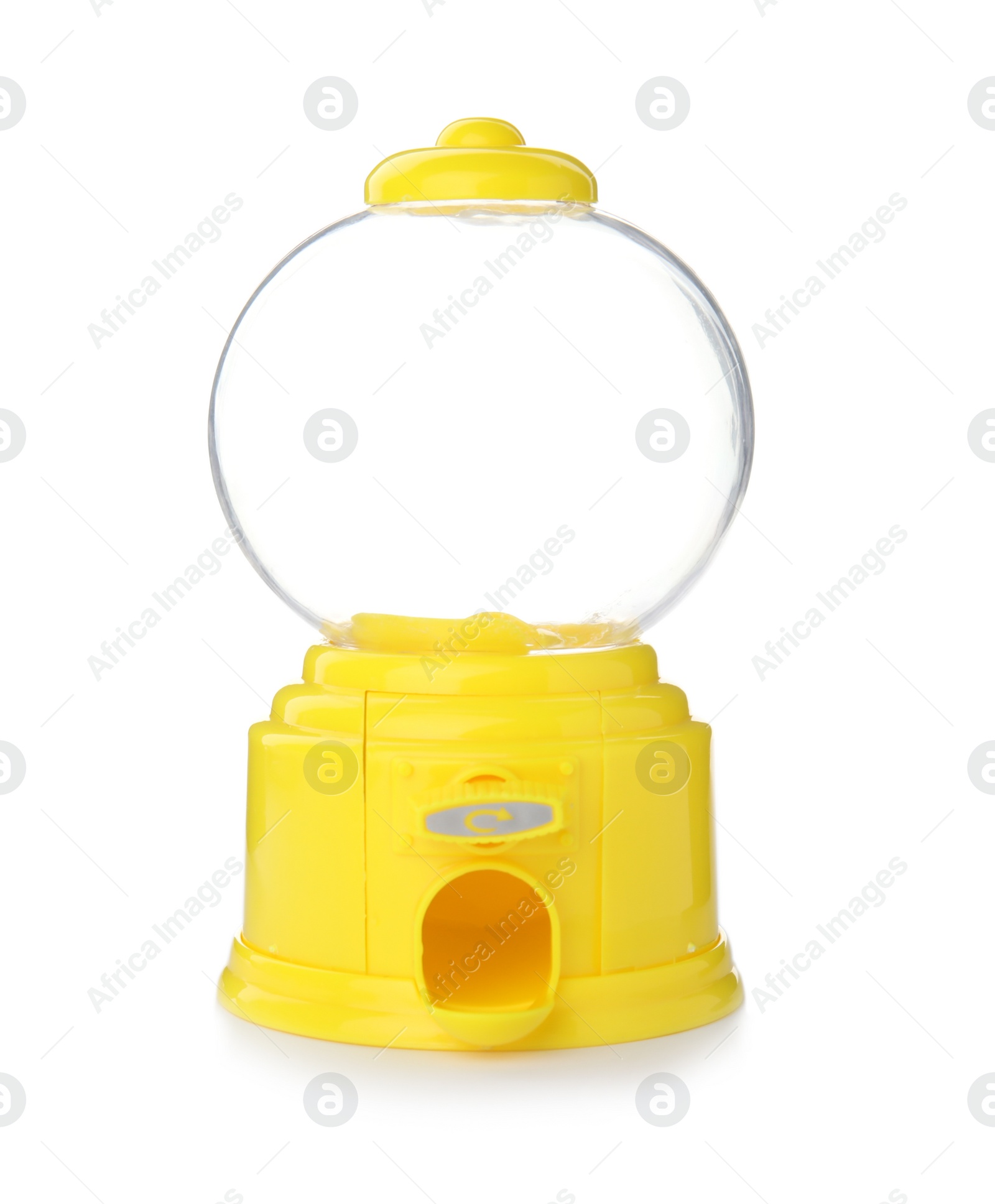 Photo of Empty candy machine on white background