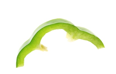 Photo of Slice of ripe bell pepper on white background