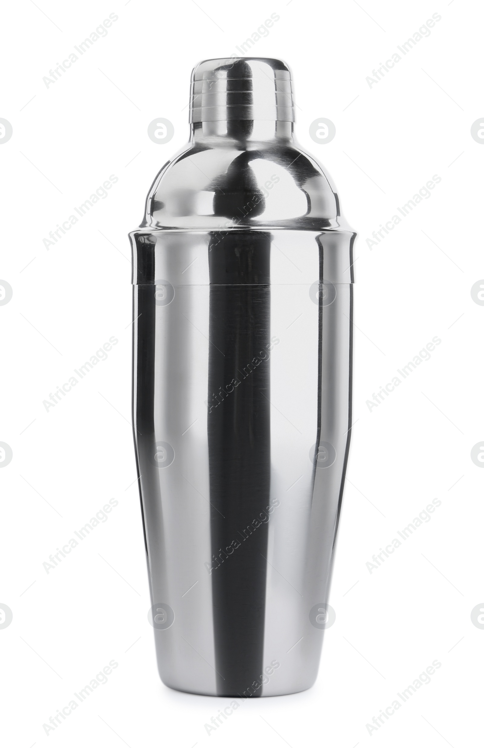 Photo of One metal cocktail shaker isolated on white