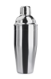 One metal cocktail shaker isolated on white