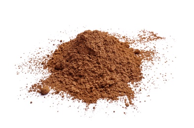 Cocoa powder on white background