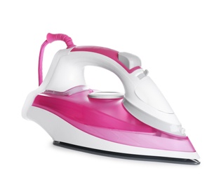 Photo of Modern electric iron on white background. Household appliance