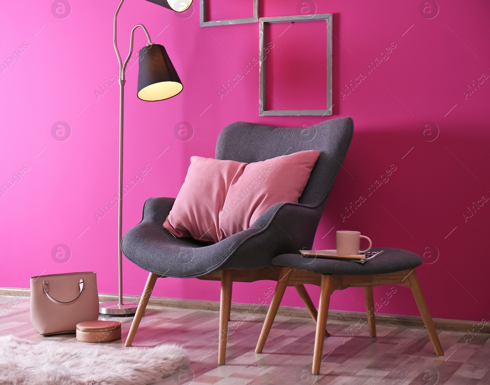 Photo of Elegant room interior with stylish comfortable armchair