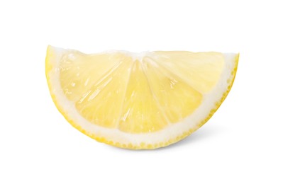 Citrus fruit. Slice of fresh ripe lemon isolated on white