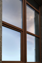 Photo of Closeup view of modern window. Urban architecture