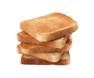 Slices of delicious toasted on white background