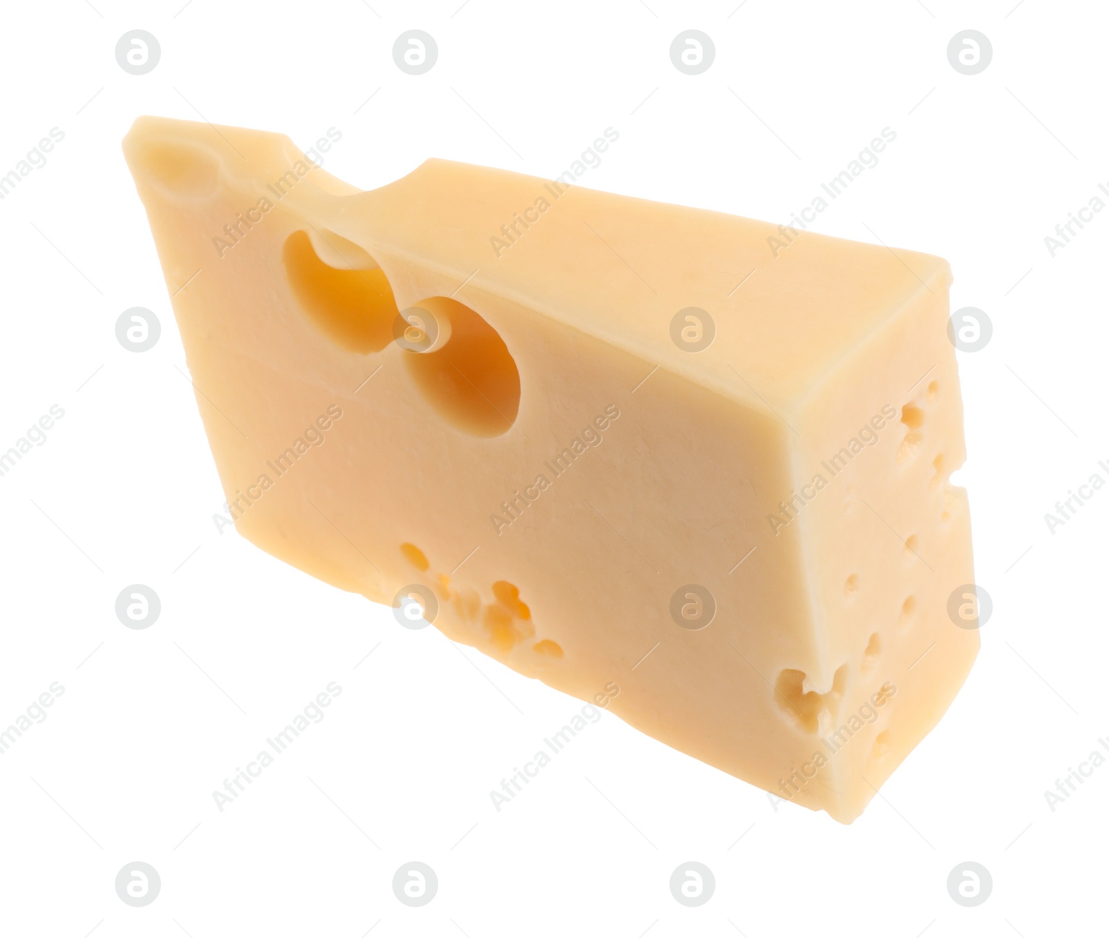 Photo of Piece of tasty cheese isolated on white