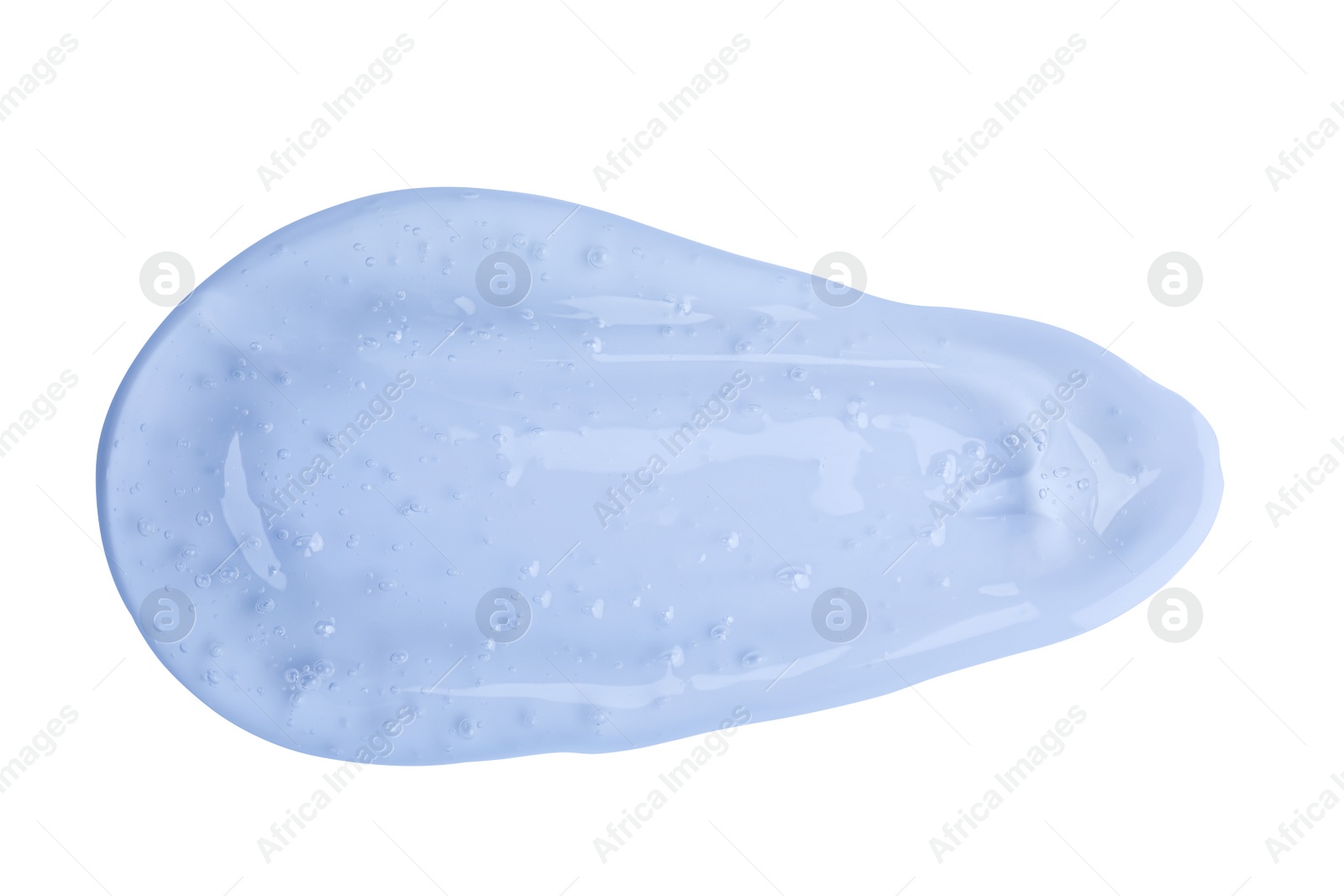 Photo of Sample of transparent cosmetic gel on white background, top view