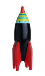 Photo of Colorful rocket isolated on white. Child's toy