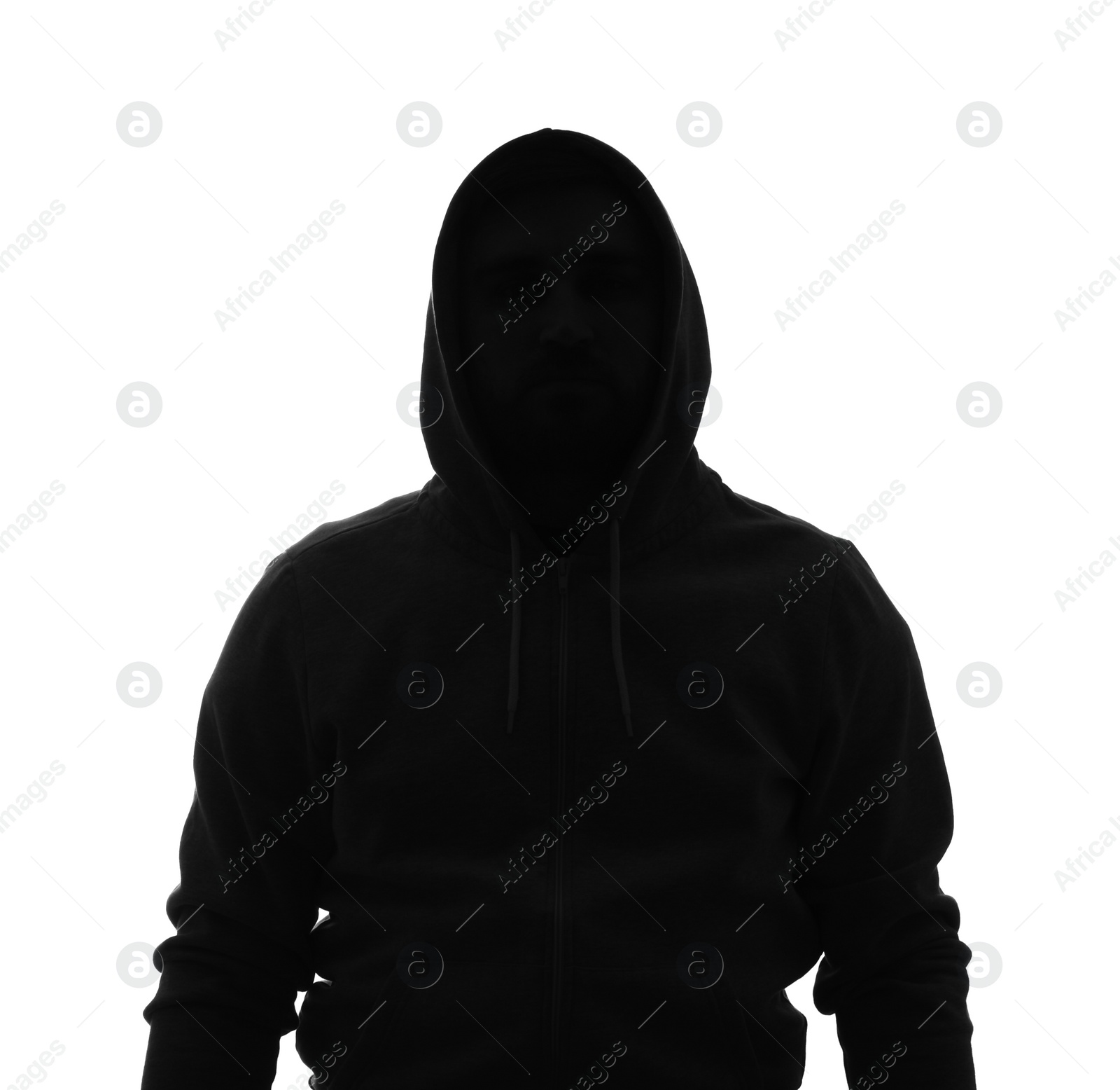 Photo of Silhouette of anonymous man on white background