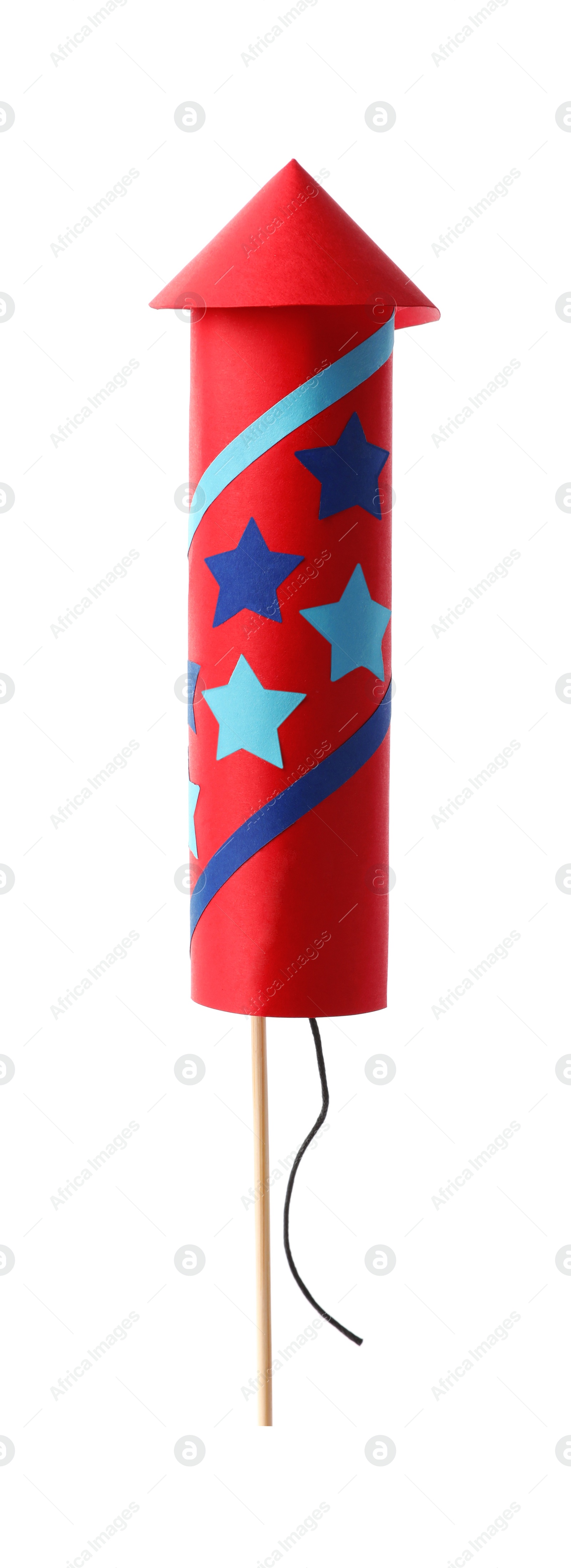 Photo of Firework rocket on white background. Festive decor