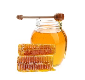 Image of Tasty natural honey on white background. Organic product