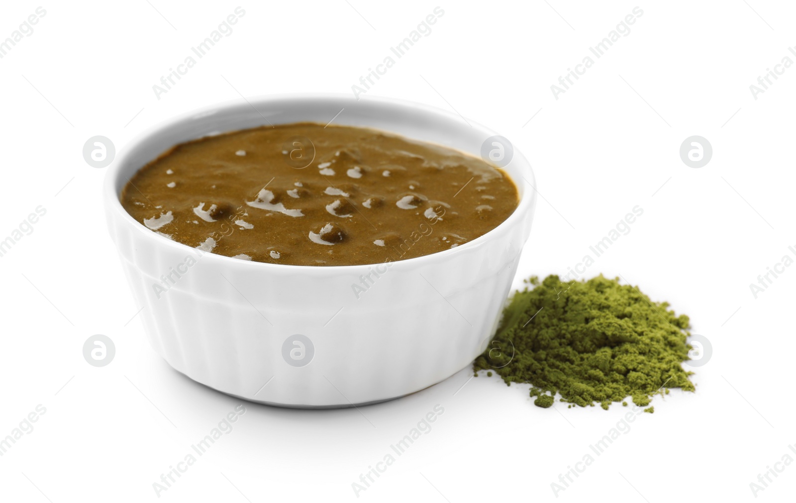 Photo of Henna paste and powder isolated on white