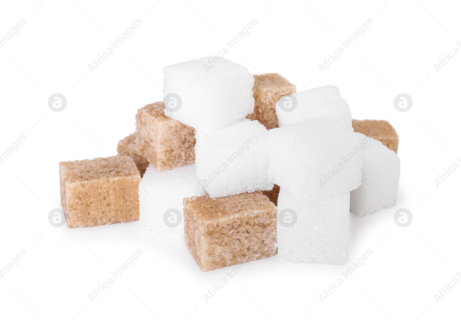 Photo of Different types of sugar isolated on white