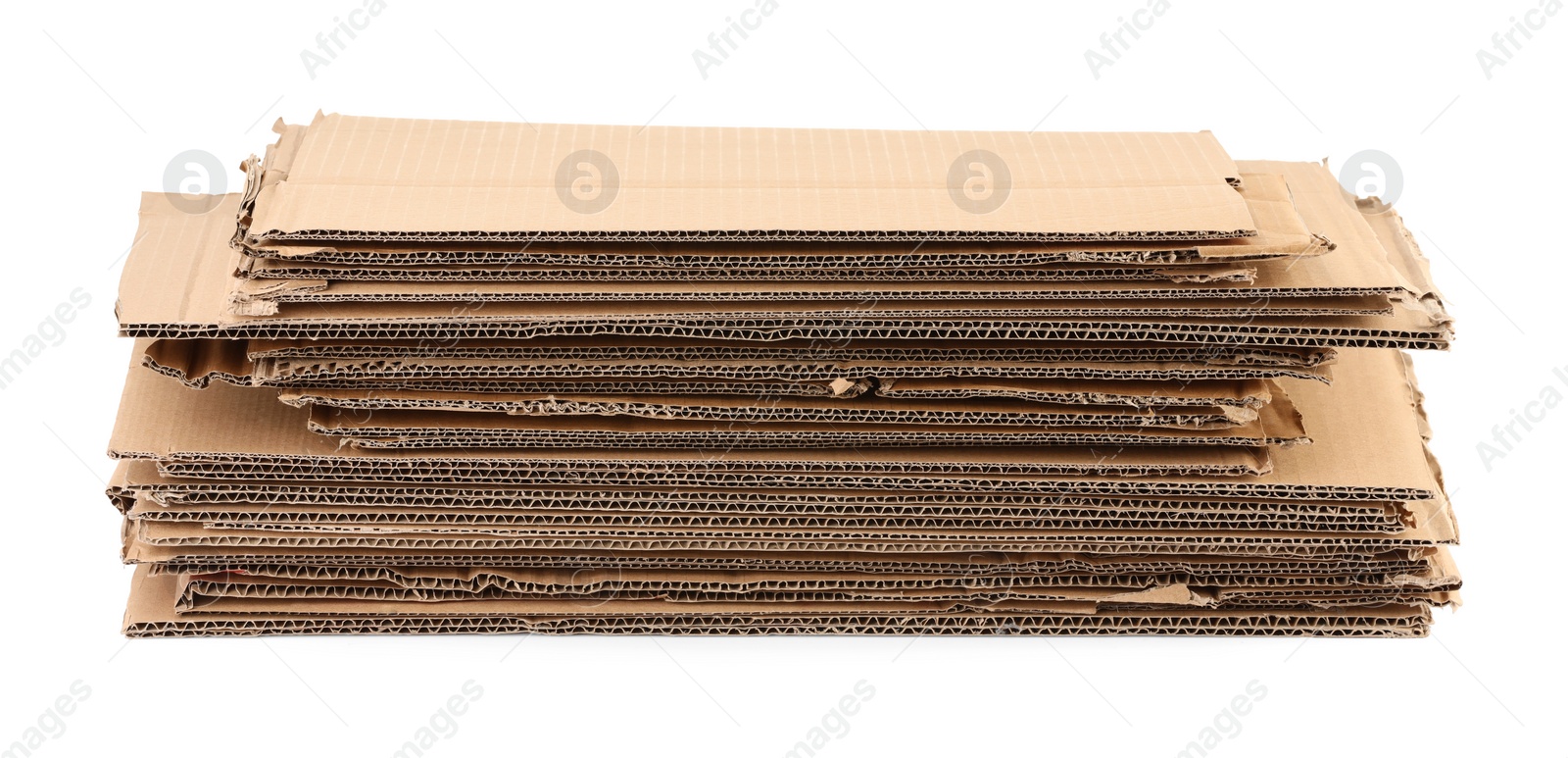 Photo of Stack of cardboard pieces isolated on white