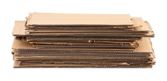 Photo of Stack of cardboard pieces isolated on white