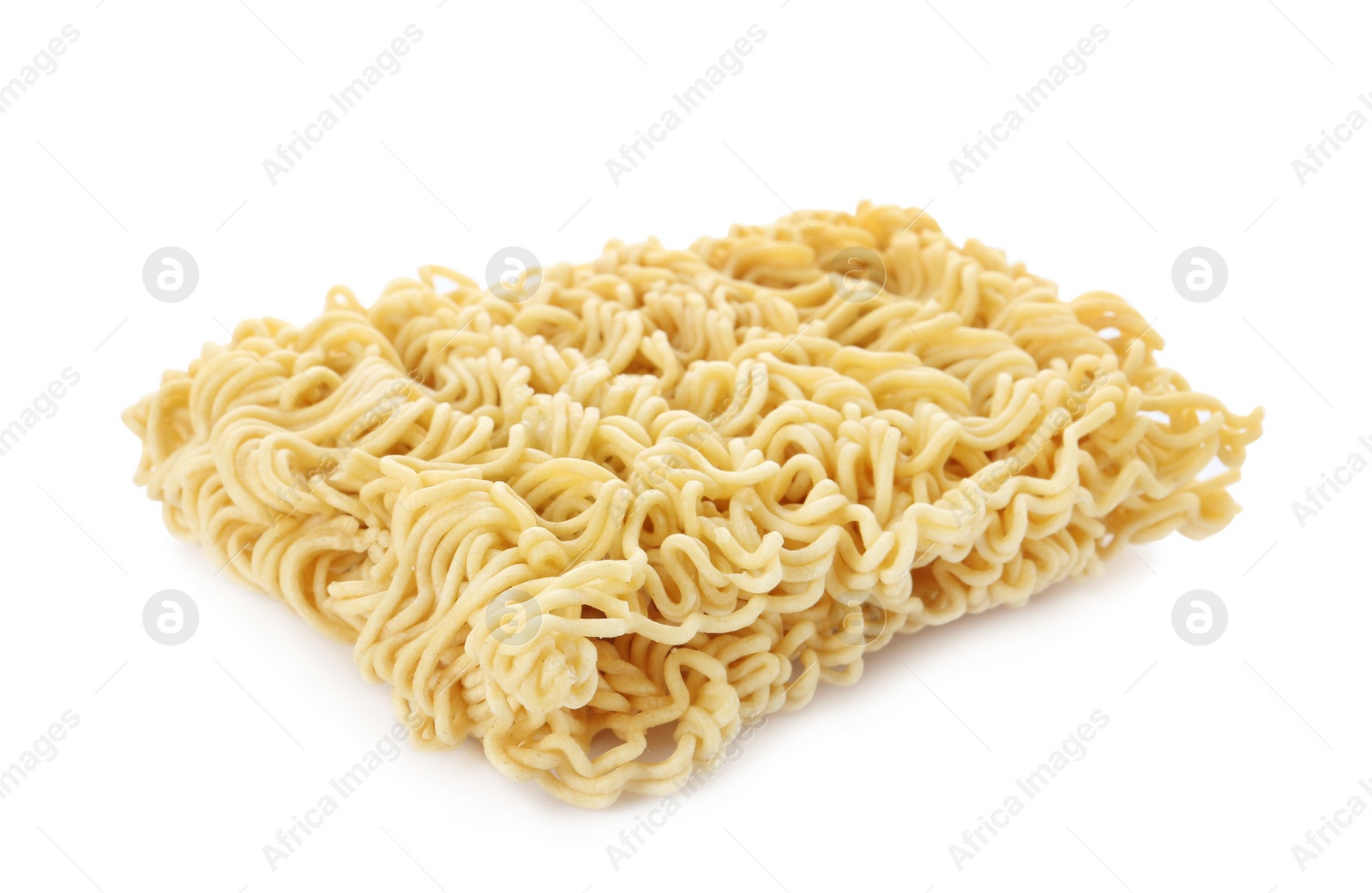 Photo of Block of quick cooking noodles isolated on white