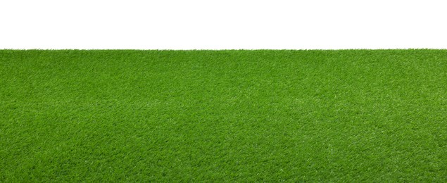 Green artificial grass surface isolated on white