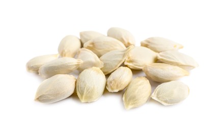 Many seeds of tangerine isolated on white