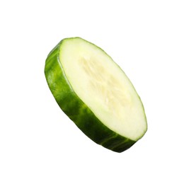 Photo of Slice of fresh cucumber isolated on white