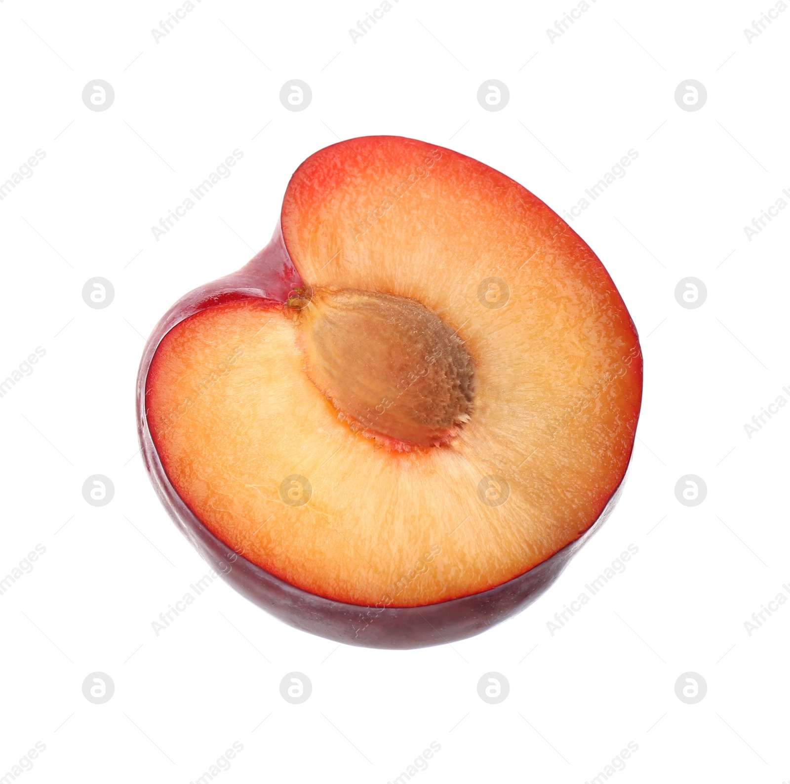 Photo of Half of ripe plum isolated on white