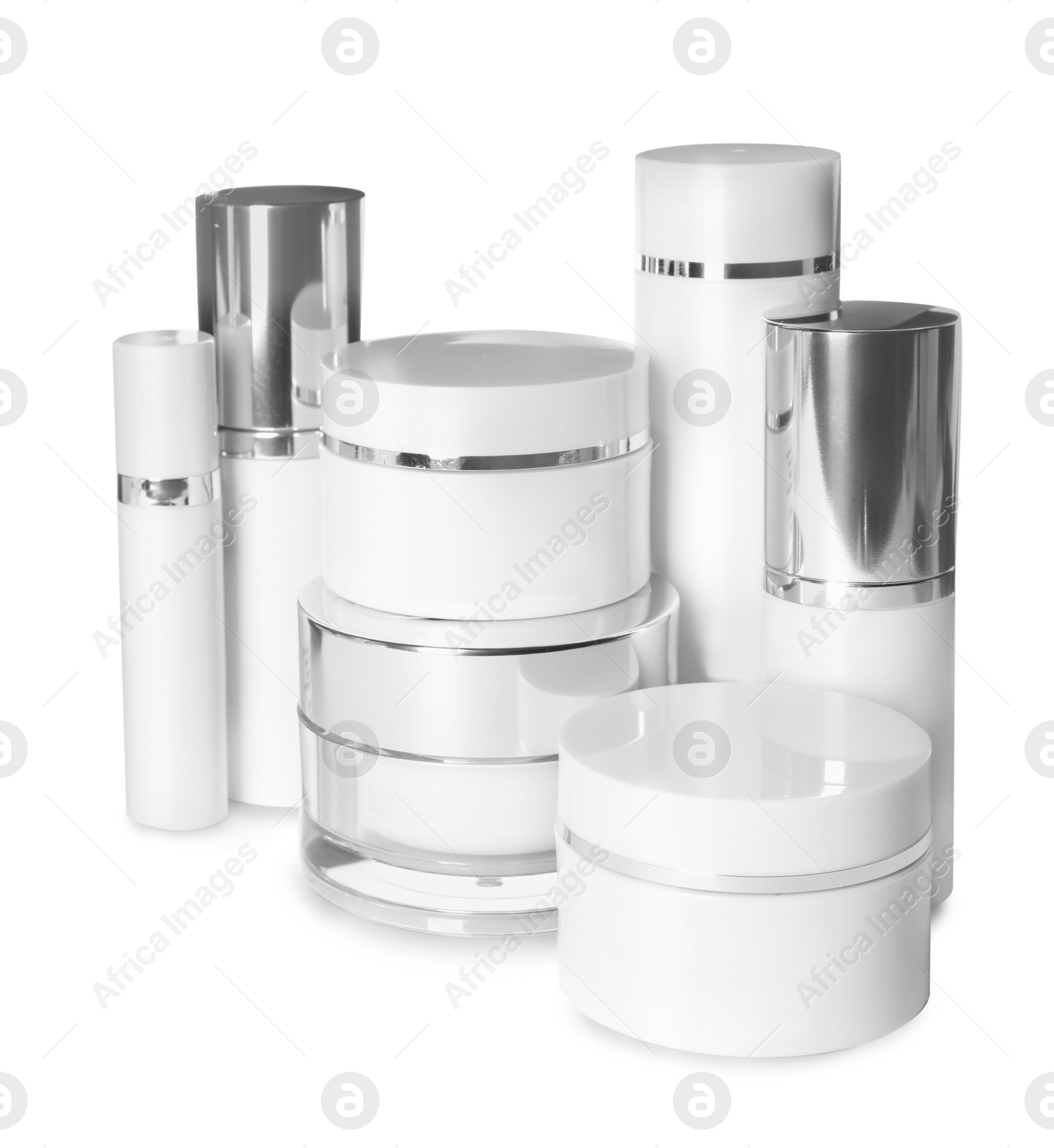 Photo of Set of luxury cosmetic products isolated on white