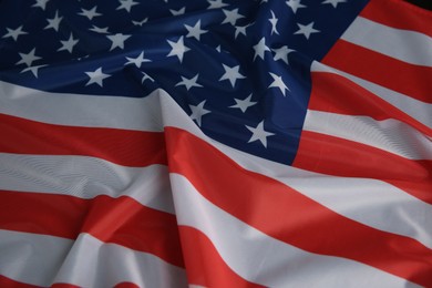 Photo of Flag of USA as background, closeup view