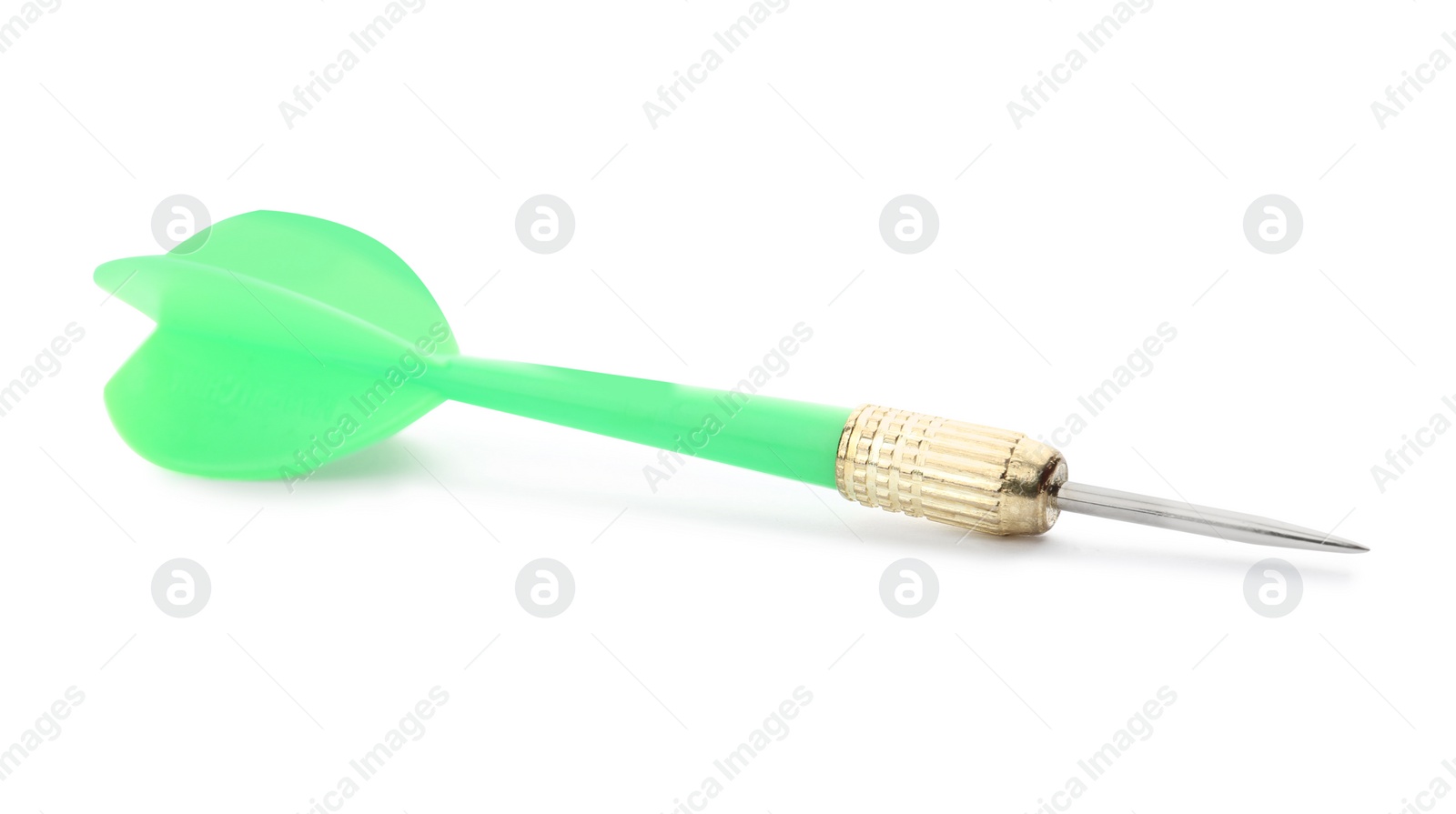 Photo of Single sharp green dart isolated on white