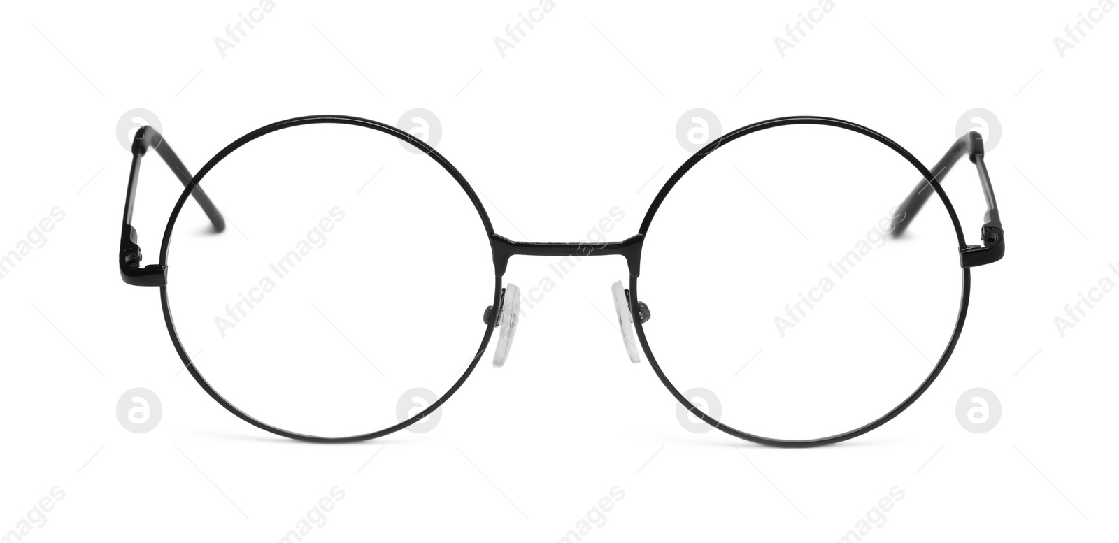 Photo of Round glasses with black frame isolated on white