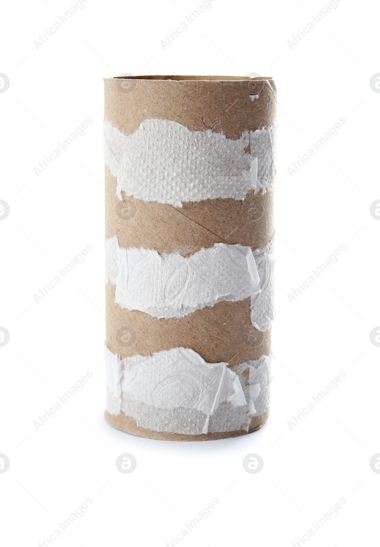 Photo of Empty toilet paper roll on white background