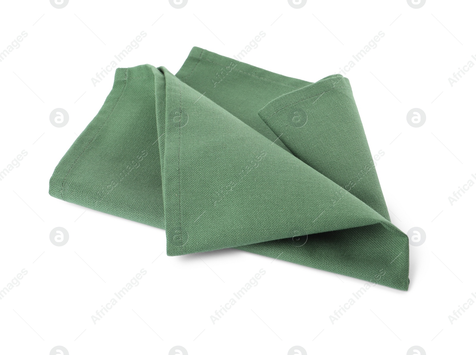 Photo of New clean green cloth napkin isolated on white