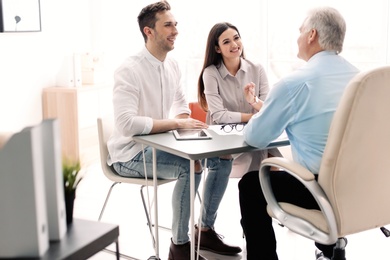 Human resources commission conducting job interview with applicant in office