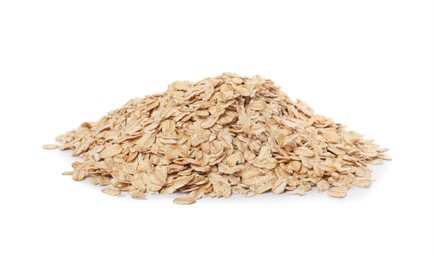 Pile of rolled oats isolated on white