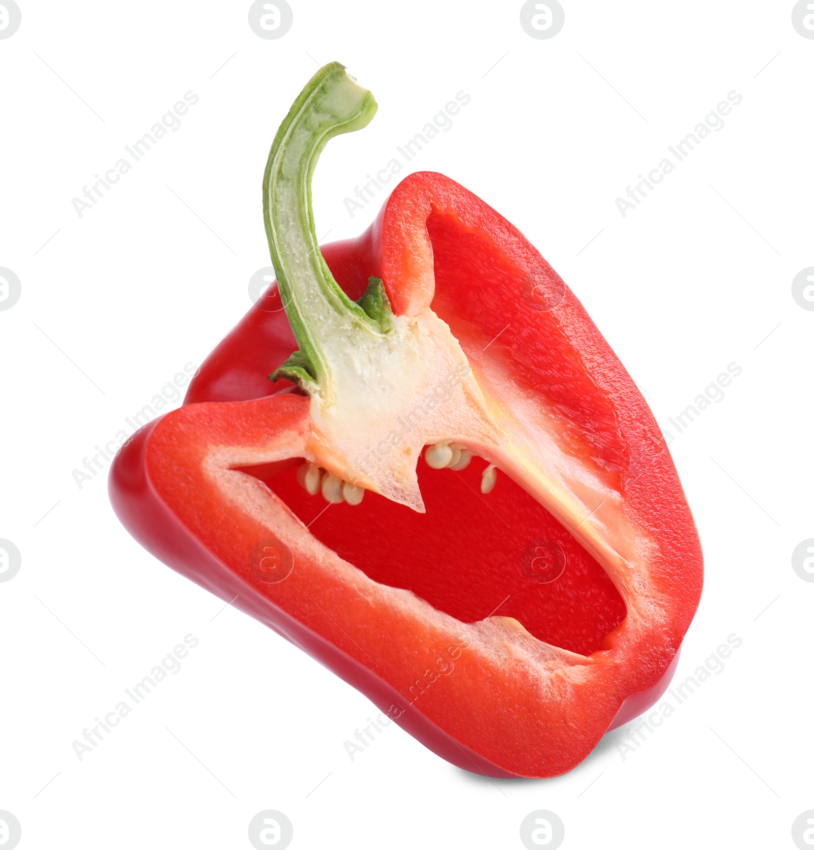 Photo of Cut red bell pepper isolated on white
