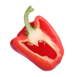 Photo of Cut red bell pepper isolated on white