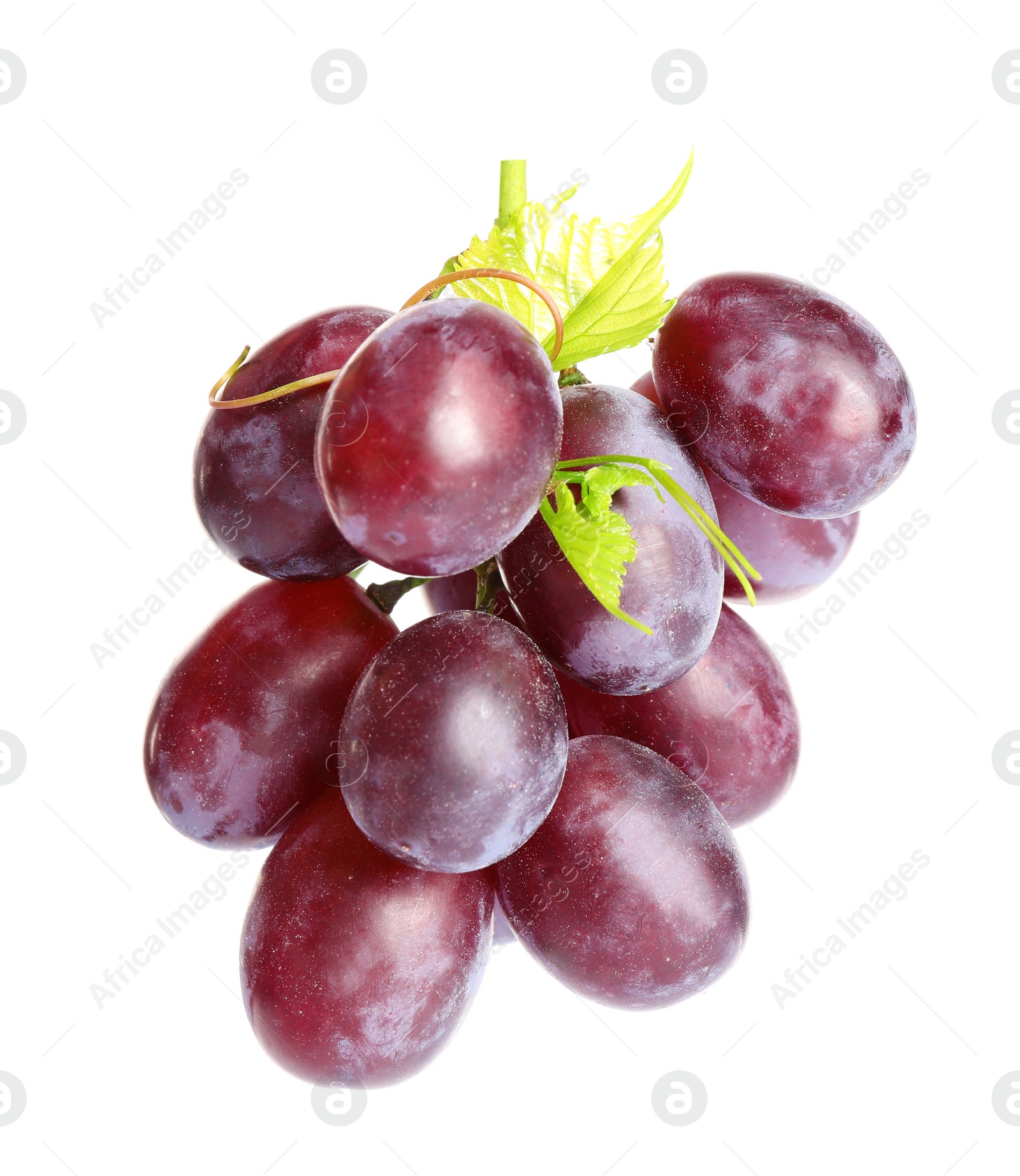 Photo of Fresh ripe juicy pink grapes isolated on white