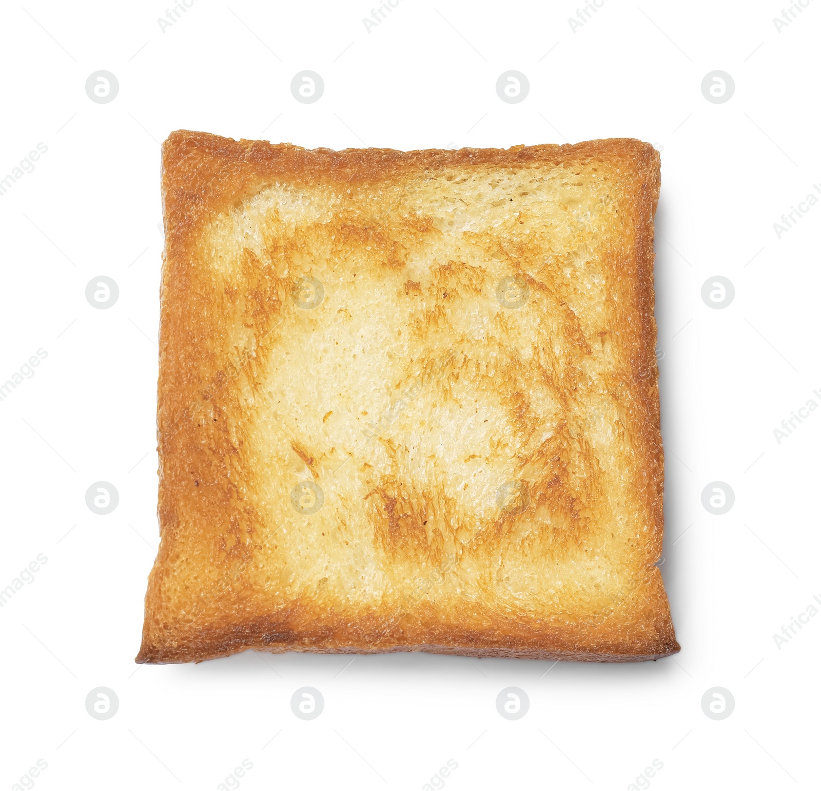 Photo of One piece of fresh toast bread isolated on white, top view