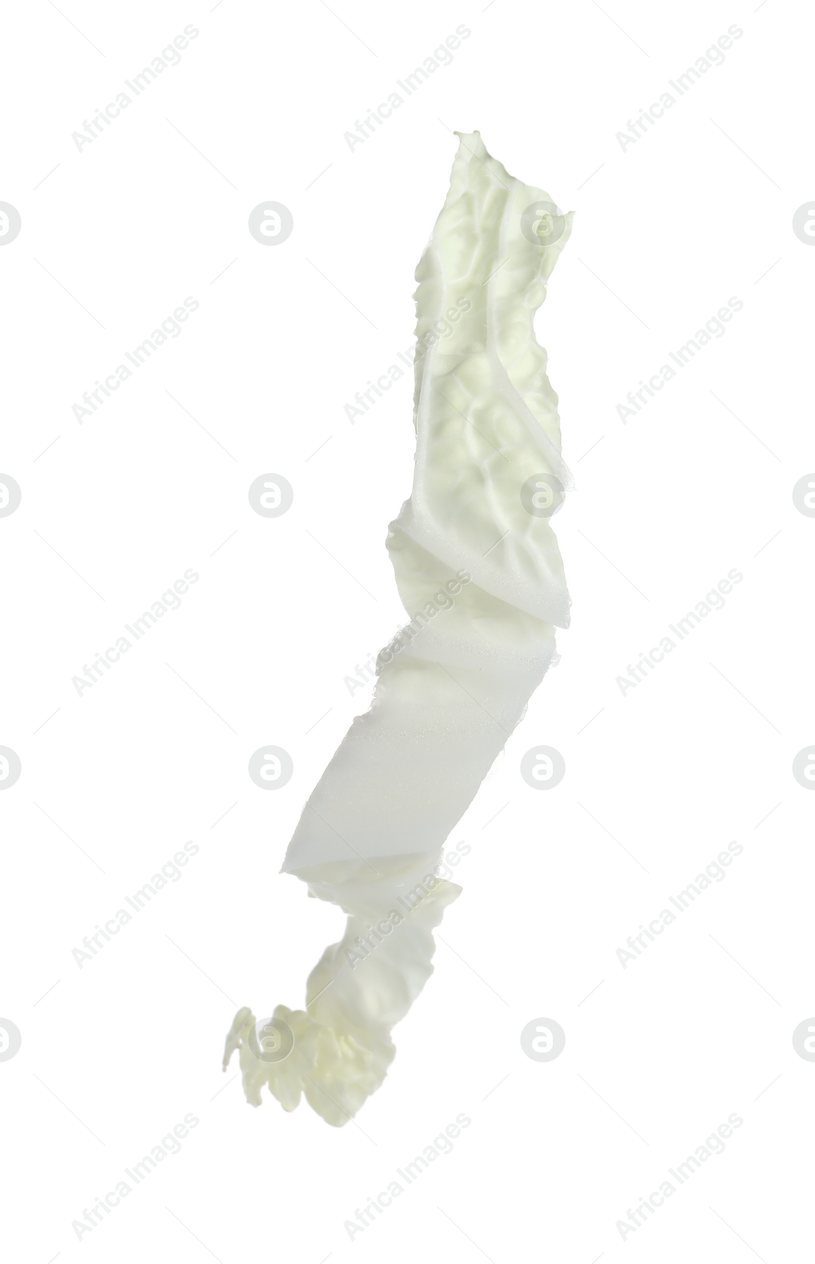 Photo of Cut fresh napa cabbage isolated on white