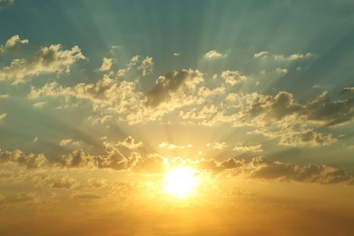 Beautiful view of blue sky with clouds at sunset