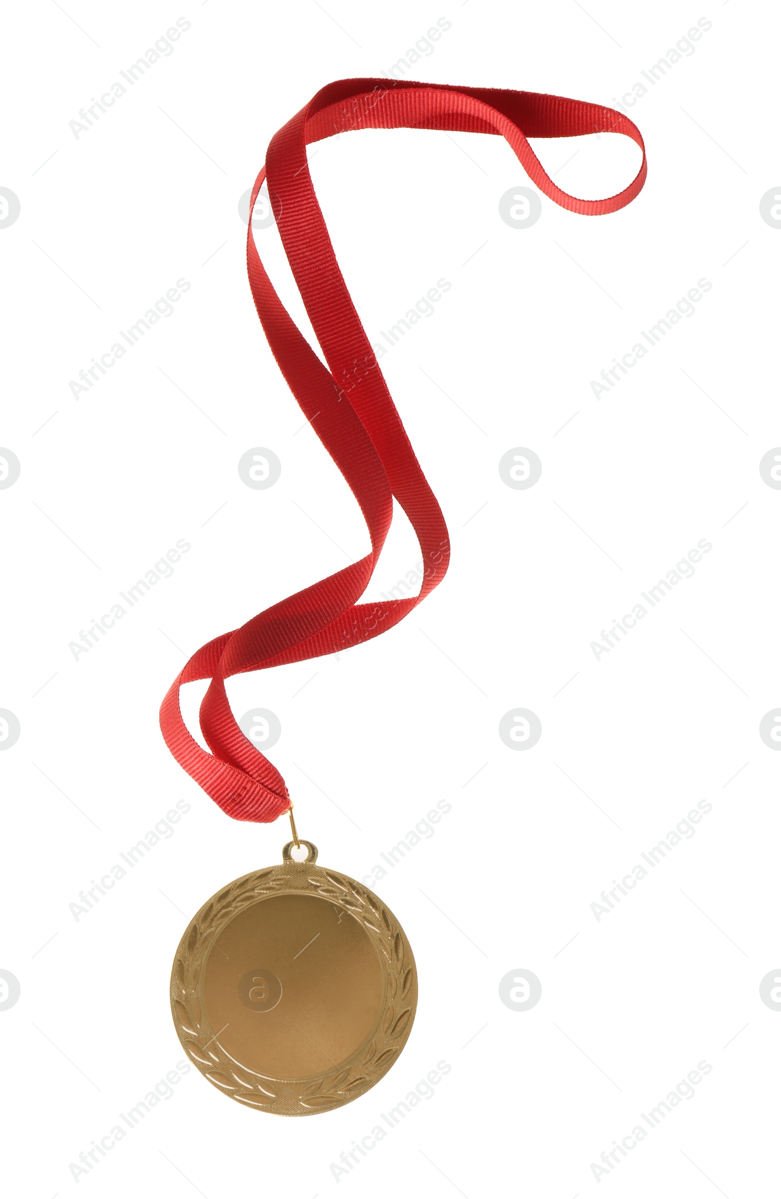 Photo of Gold medal isolated on white. Space for design