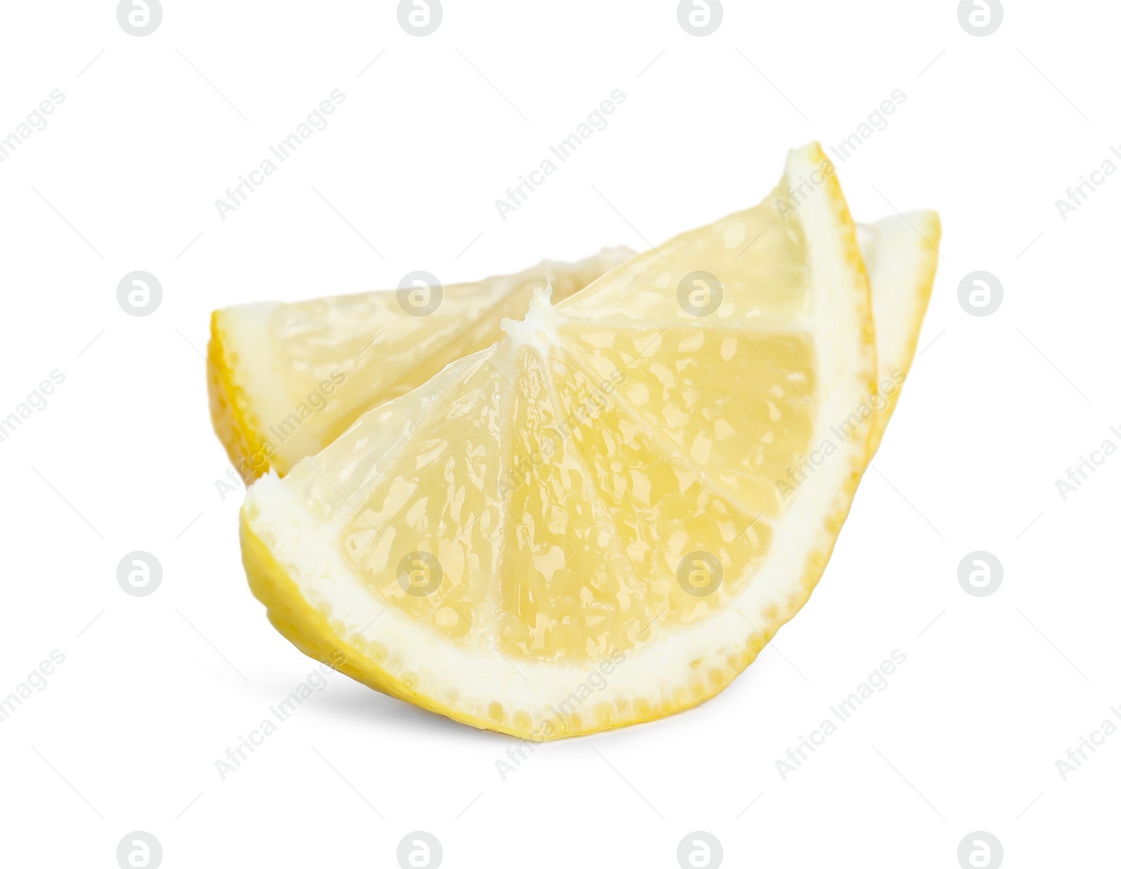 Photo of Pieces of fresh lemon isolated on white