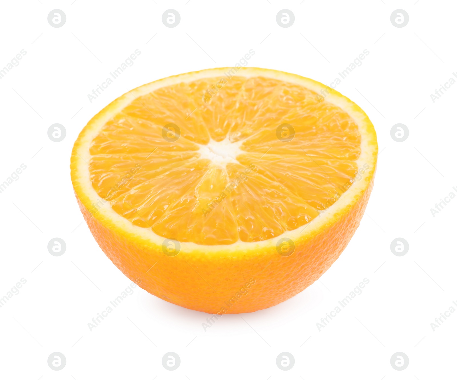 Photo of Half of fresh ripe orange isolated on white