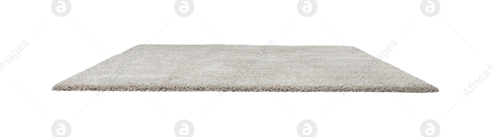 Photo of Stylish soft beige carpet isolated on white